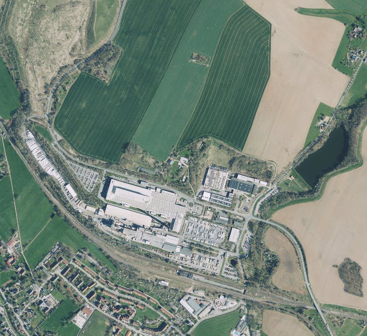 Luftbildaufnahme des Gewerbegebietes "Achat", Quelle: Geoportal Sachsenatlas